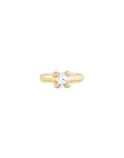 Anillo bañado en oro con circonita blanca para mujer