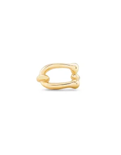 Anillo bañado en oro doble aro orgánico para mujer