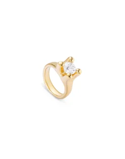Anillo bañado en oro doble circonita blanca mujer