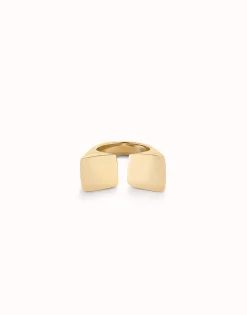 Anillo bañado en oro 18k acabado liso y forma cuadrada