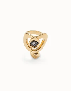 Anillo bañado en oro 18k con corazón grande central