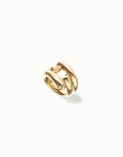 Anillo bañado en oro 18k con 4 formas orgánicas entrelazadas