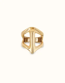 Anillo bañado en oro 18K con forma de mantarraya