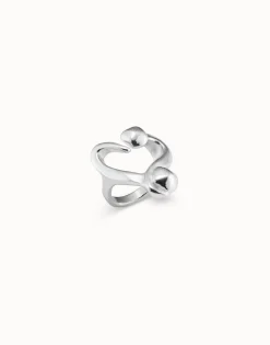 Anillo bañado en plata abierto diseño corazón clavado