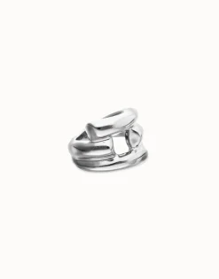 Anillo bañado en plata con 4 formas orgánicas entrelazadas