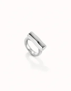 Anillo bañado en plata de ley con tubo horizontal