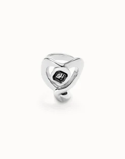Anillo bañado en plata de ley con corazón grande central