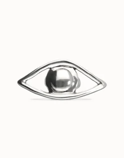 Anillo bañado en plata de ley con forma de ojo grande
