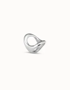 Anillo bañado en plata de ley con óvalo central grande