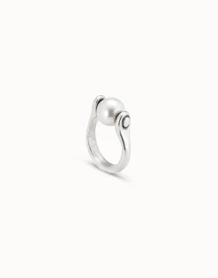 Anillo bañado en plata de ley con perla