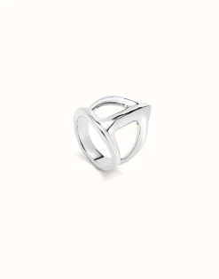 Anillo bañado en plata de ley con forma de mantarraya