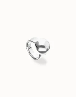 Anillo bañado en plata de ley con forma de esfera