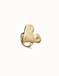 Anillo maxi bañado en oro 18k con forma de corazón