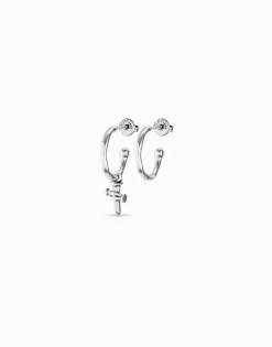 Charm de piercing bañado en plata de ley de cruz