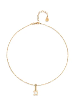 Collar bañado en oro 18k y circonita central blanca