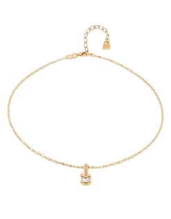 Collar bañado en oro 18k y circonita central blanca