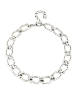 Collar bañado en plata con eslabones medianos