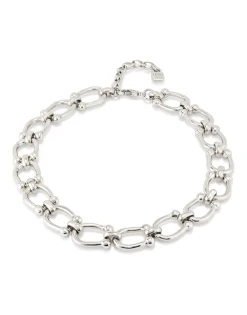 Collar bañado en plata con eslabones medianos