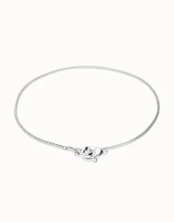 Collar bañado en plata con mosquetón entrelazado