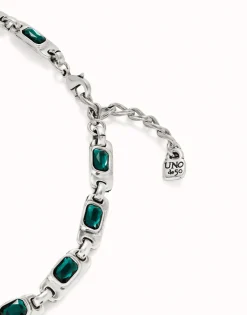 Collar bañado en plata de ley con cristales verdes