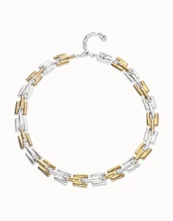 Collar con eslabones combinados en baño de oro y plata