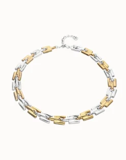 Collar con eslabones combinados en baño de oro y plata