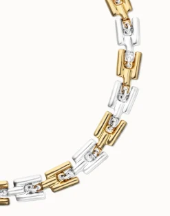 Collar con eslabones combinados en baño de oro y plata