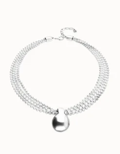 Collar con hilos plateados y esfera grande