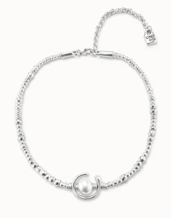 Collar corto bañado en plata de ley con perla para mujer