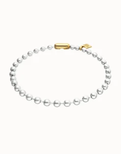 Collar de bolas bañado en plata con detalles bañados en oro 18k