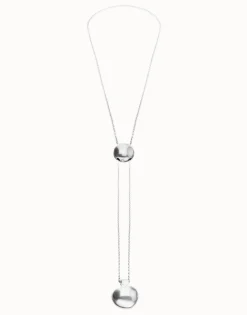 Collar de cadena bañada en plata de ley regulable con dos pesos