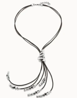 Collar de cuero bañado en plata de ley