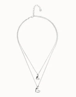 Collar doble bañado en plata de ley con dos corazones