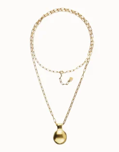 Collar largo bañado en oro de 18 k con esfera grande