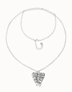 Collar largo en plata de ley y detalle de alas