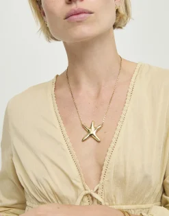 Collar medio bañado en oro con estrella de mar