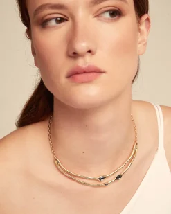 Collar rígido bañado en oro18K con cristales