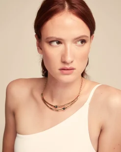 Collar rígido bañado en oro18K con cristales