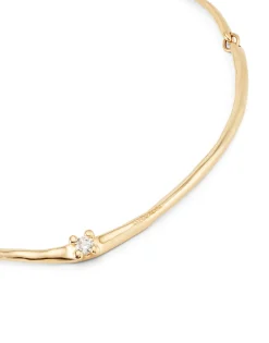 Collar rígido bañado en oro 18k y circonita blanca