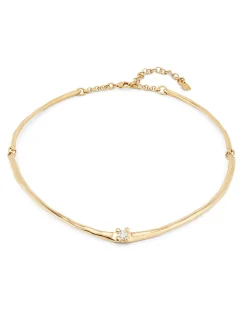 Collar rígido bañado en oro 18k y circonita blanca