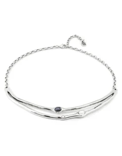 Collar rígido bañado en plata de ley con cristales