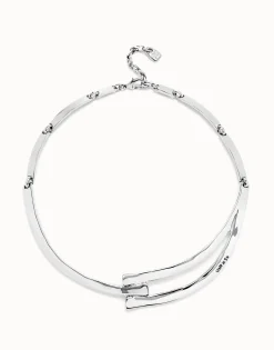 Collar rígido bañado en plata de ley y formas geométricas