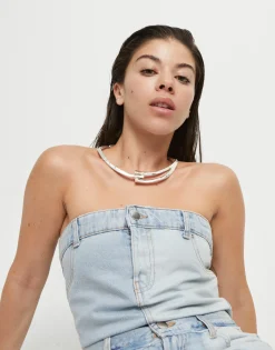 Collar rígido bañado en plata de ley y formas geométricas