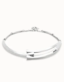 Collar rígido bañado en plata de ley y formas geométricas