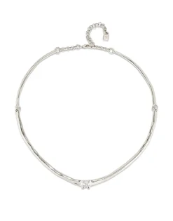 Collar rígido bañado en plata de ley y circonita blanca