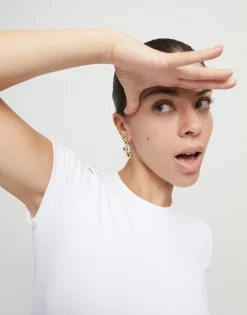 Pendientes bañada en oro 18k y cuatro bolas en forma de burbujas