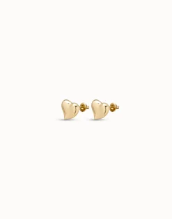 Pendientes bañados en oro de 18k con forma de corazón mediano
