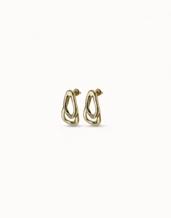 Pendientes bañados en oro de 18k con 2 eslabones superpuestos