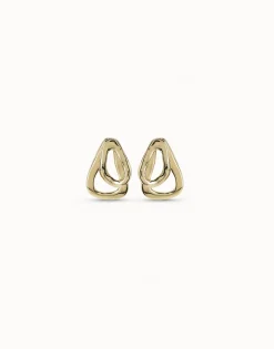 Pendientes bañados en oro de 18k con 2 eslabones superpuestos