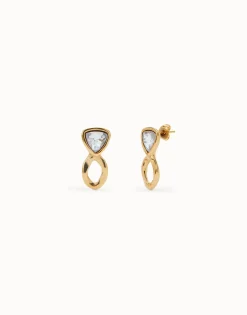 Pendientes bañados en oro 18k con cristales triangulares multicolor